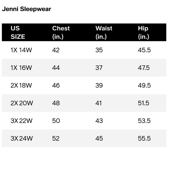 Jenni Intimates Sleepwear Top & Pants 2pc Set Black Tie Dye Size 3X 22/24 NWT - Picture 15 of 15